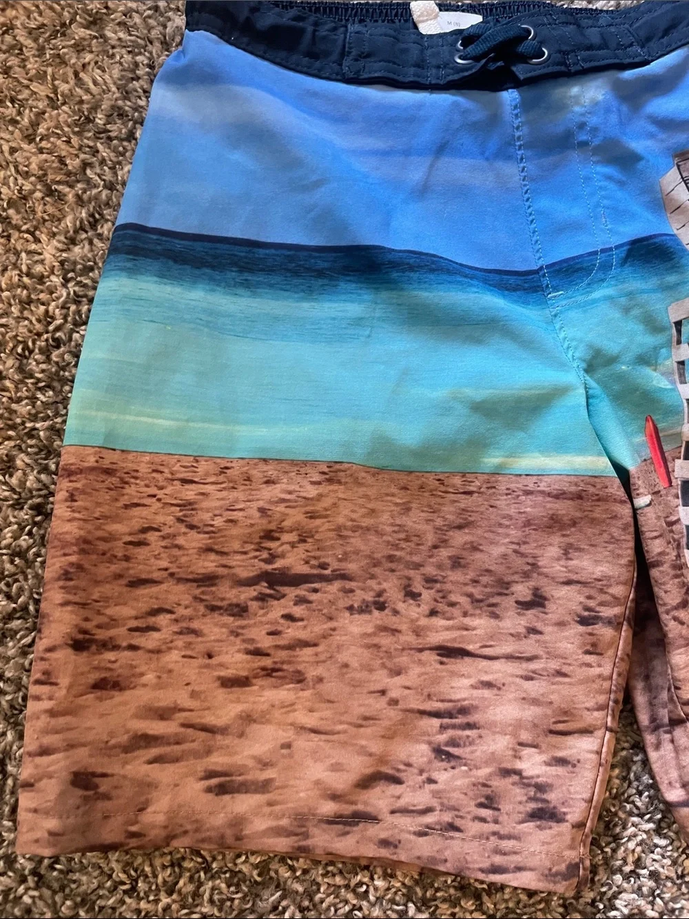 wonder nation Blue, Tan and Yellow Boys' Lifeguard Tower Swim Trunks
